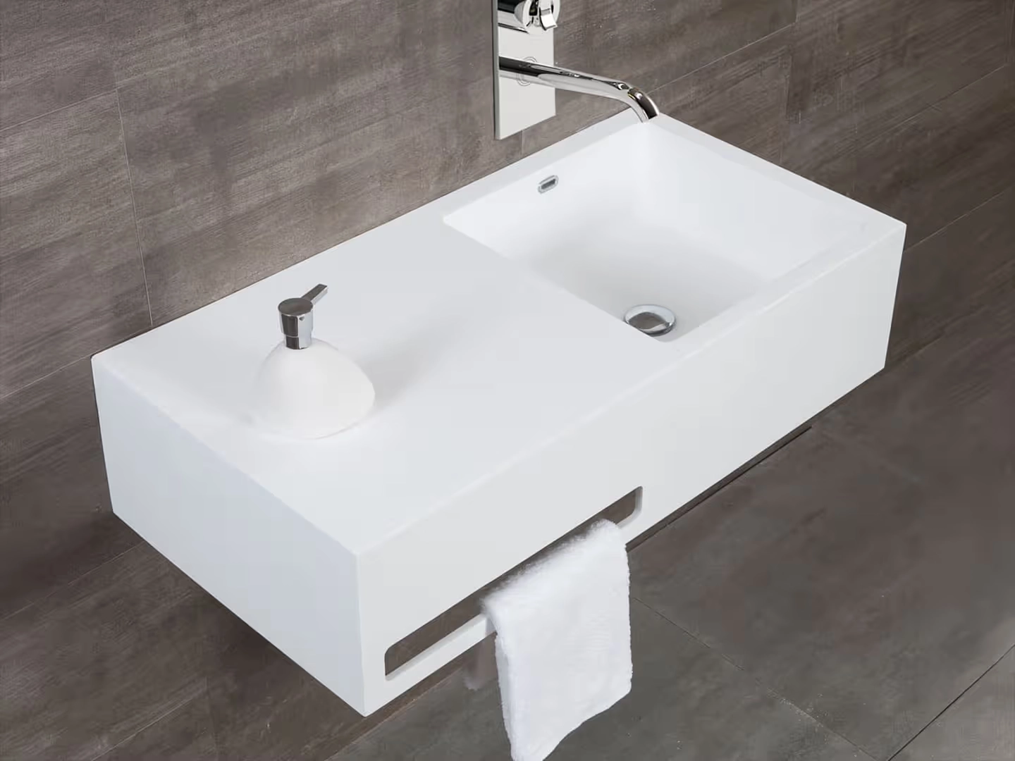 5522 Samsø RockSolid stenhåndvask, monteret. | SPA Kompaniet