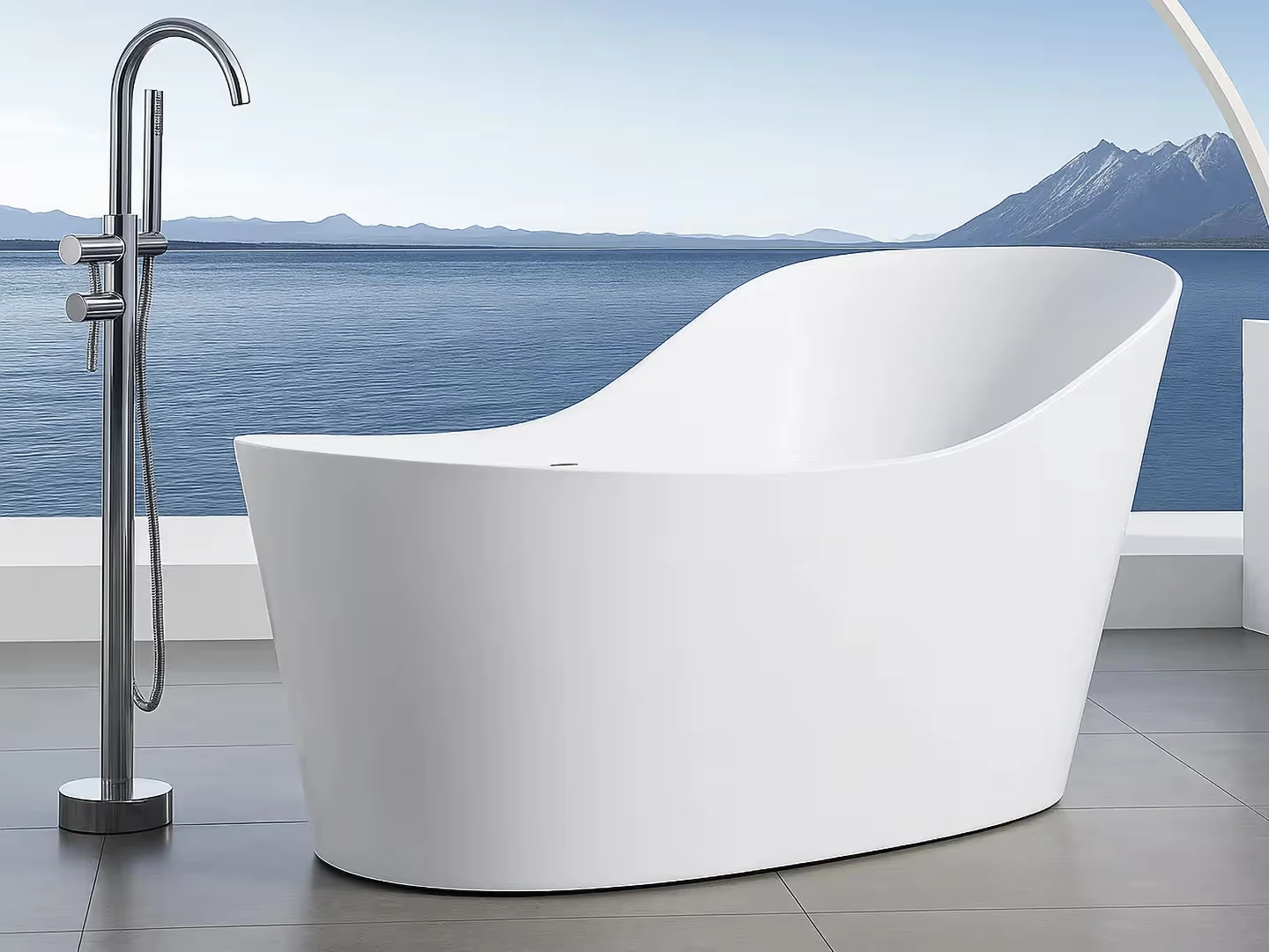 Stenbadekar Trent RockSolid 6518 i badeværelsesmiljø. Fra SPA Kompaniet