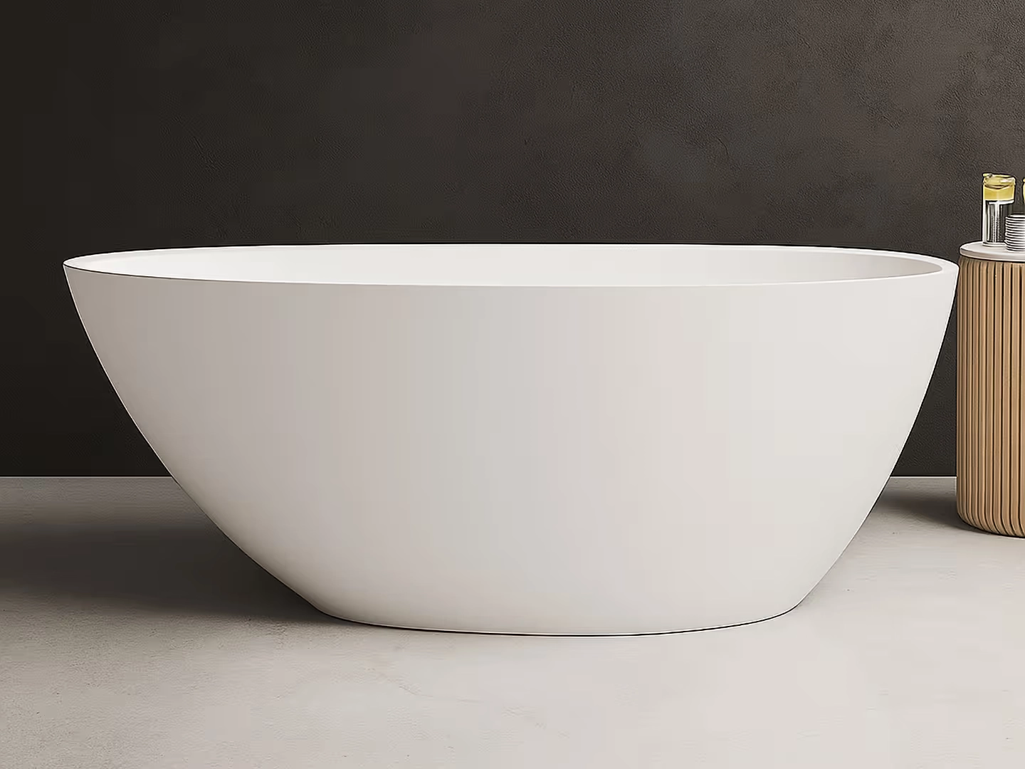 Rimini Uno RockSolid stenbadekar 150 cm i badeværelsesmiljø. Fra SPA Kompaniet.
