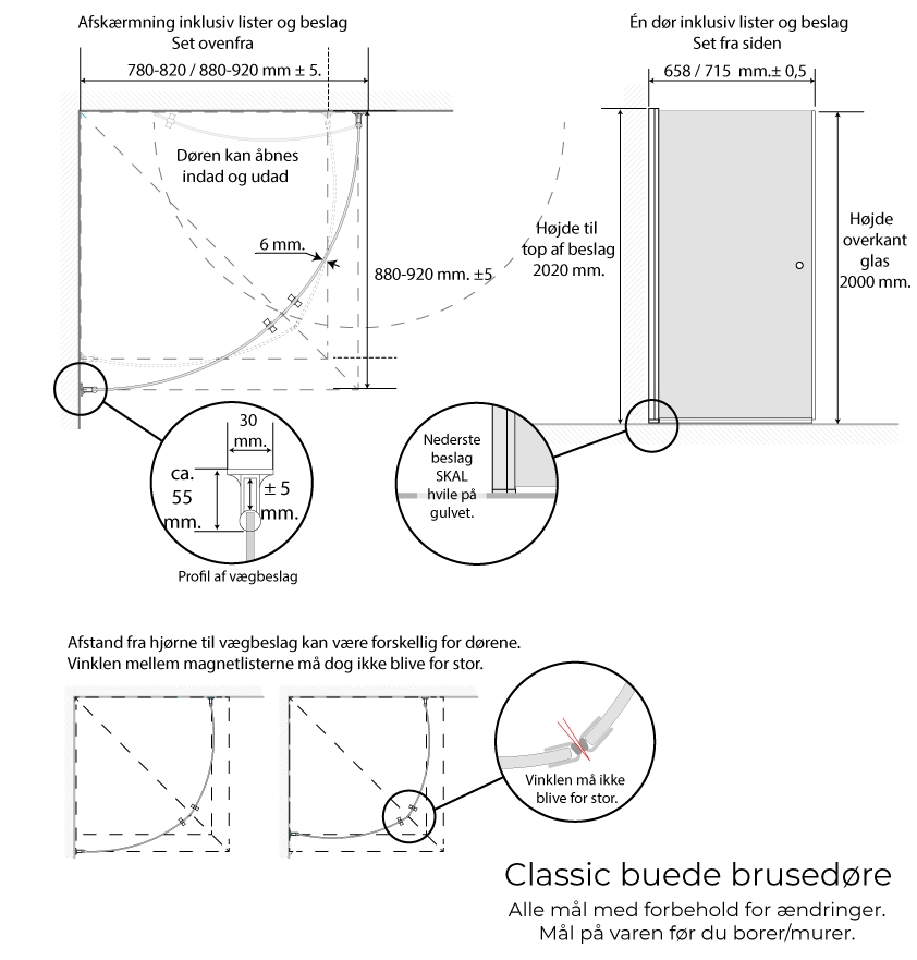 Classic afrundet brusehjørne - 4105-4011