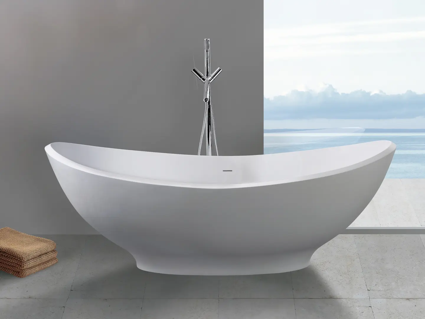 Toscana RockSolid stenbadekar i badeværelsesmiljø. Fra SPA Kompaniet.