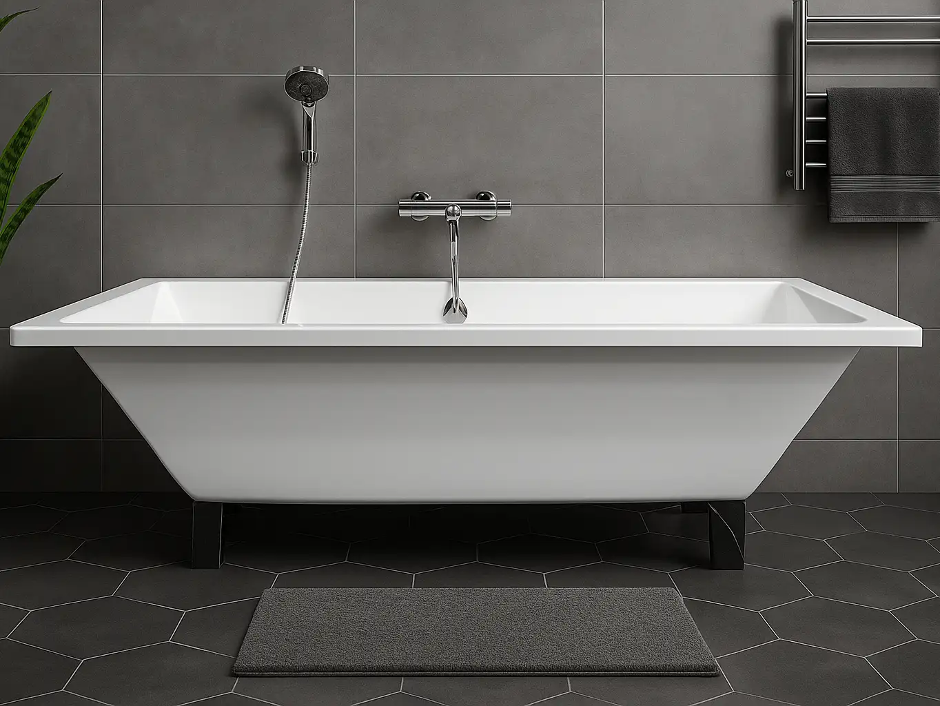 Helgenæs akrylbadkar i badrumsmiljö från SPA Kompaniet.