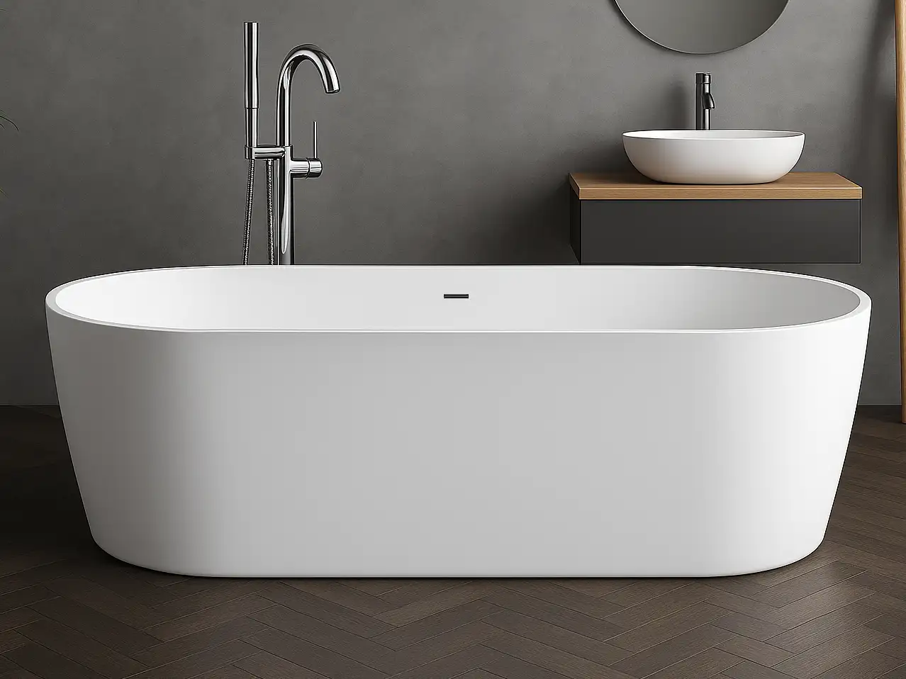 Akrylbadkar Varna 170 i badrumsmiljö från SPA Kompaniet.