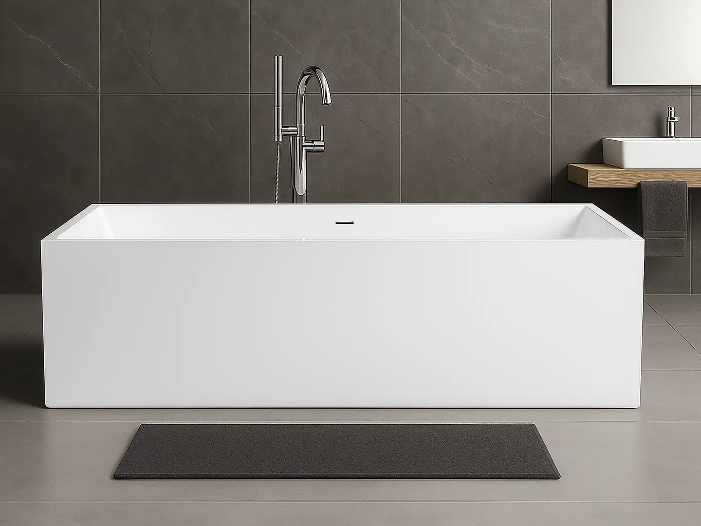 Ydernæs akrylbadkar 170 cm i badrumsmiljö från SPA Kompaniet.