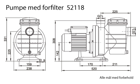 Pumpe med forfilter 0,75 kW/1 HP - Billede 3