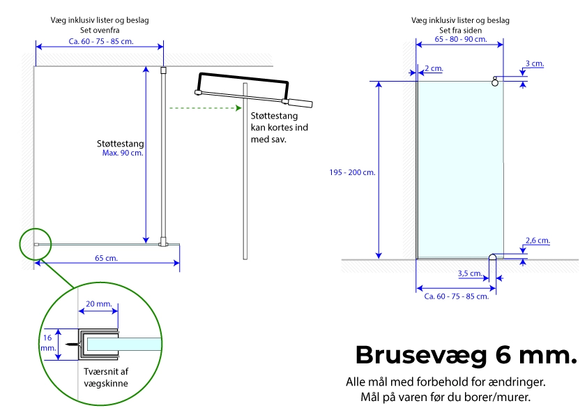 Classic brusevæg, B: 90 x H: 200 cm - Billede 2
