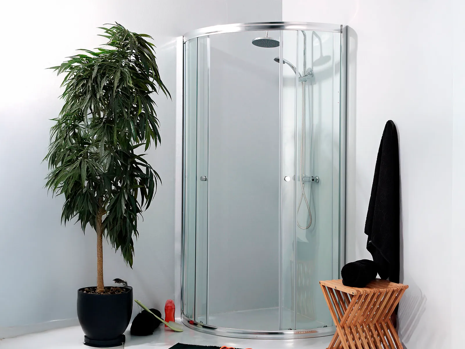 Easy way brusehjørne, B: 88 × H: 200 cm (Rund)