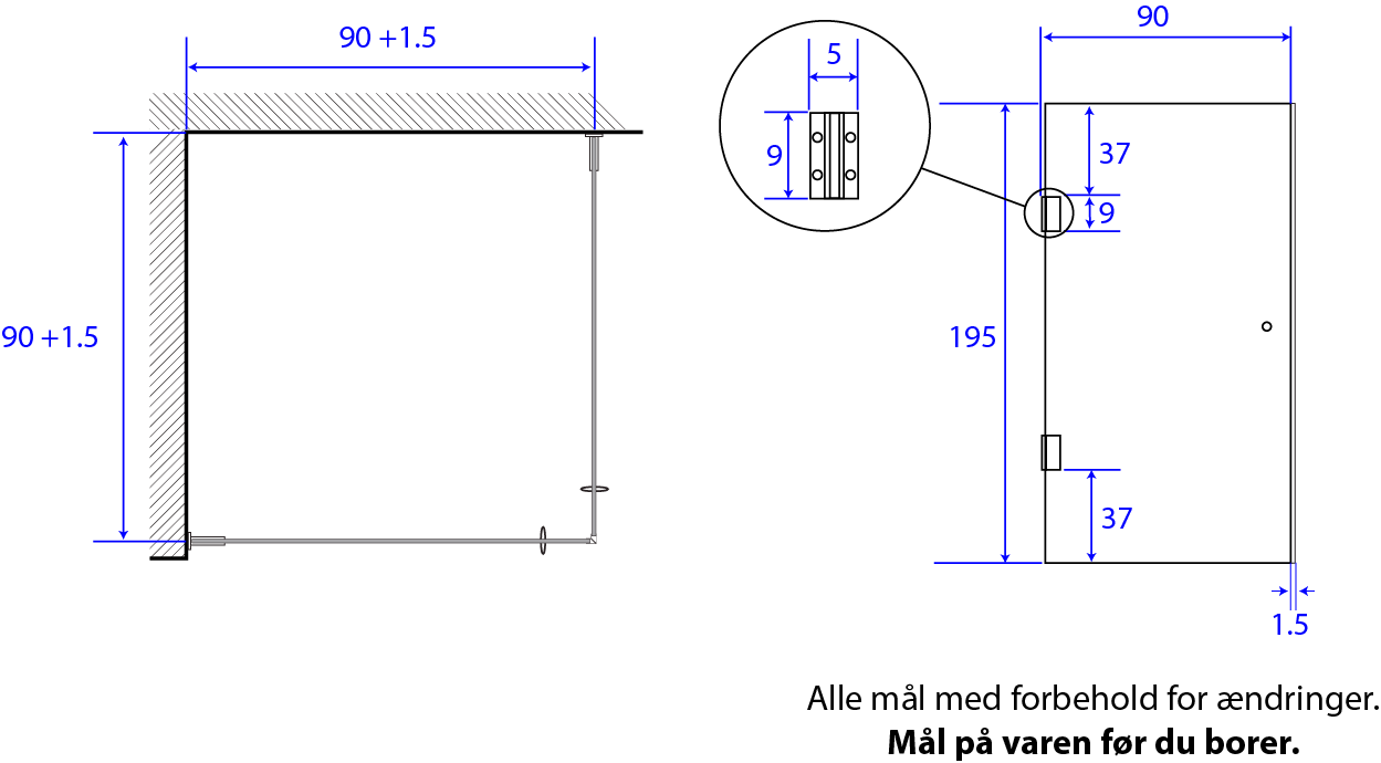 Premium lige brusehjørne, B: 90 x H: 195 cm - Billede 4